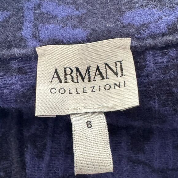 Armani Collezioni Floral Jacquard Full Zip Wool/Cashmere Sweater Jacket Size 6 - Picture 3 of 5